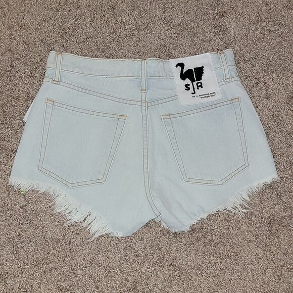 SANDRINE ROSE By Free People Women's Blue Side Zip Distressed Shorts Size 25 NWT - Picture 10 of 14